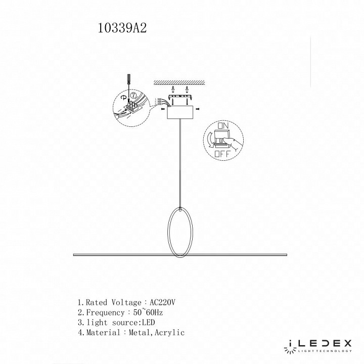 Подвесной светильник iledex zoom 10339p/a2-35w-3000k bk-wh