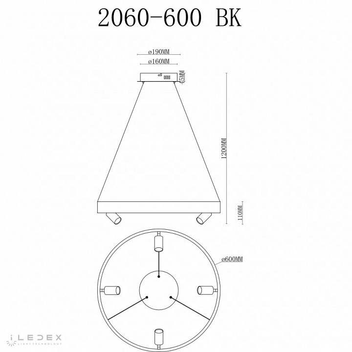 Подвесная люстра iledex vision 2060-d600 bk