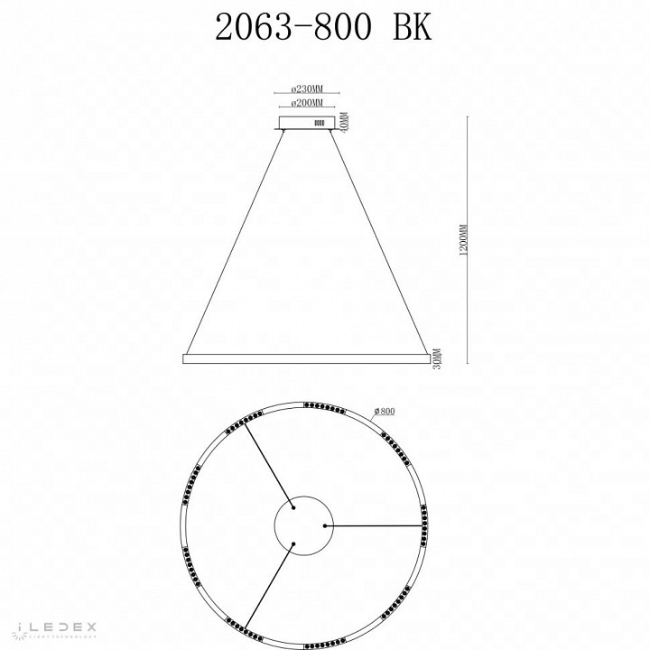 Подвесной светильник iledex vision 2063-d800 bk