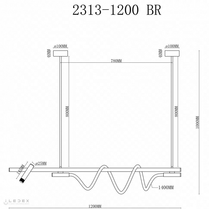 Светильник на штанге iledex cross 2313-1200 br