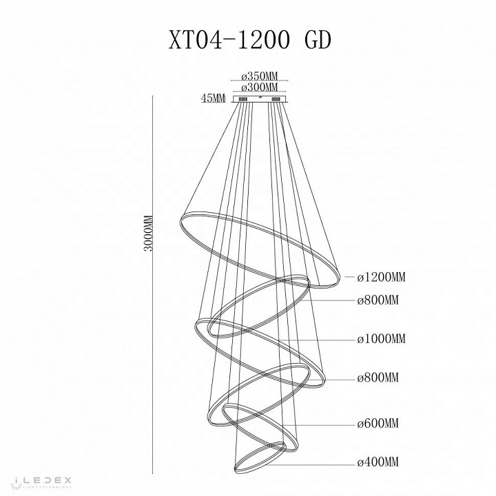 Подвесной светильник iledex axis xt04-d1200 gd