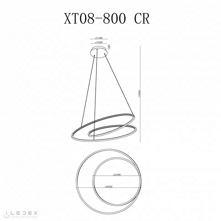 Подвесной светильник iledex axis xt08-d800 cr
