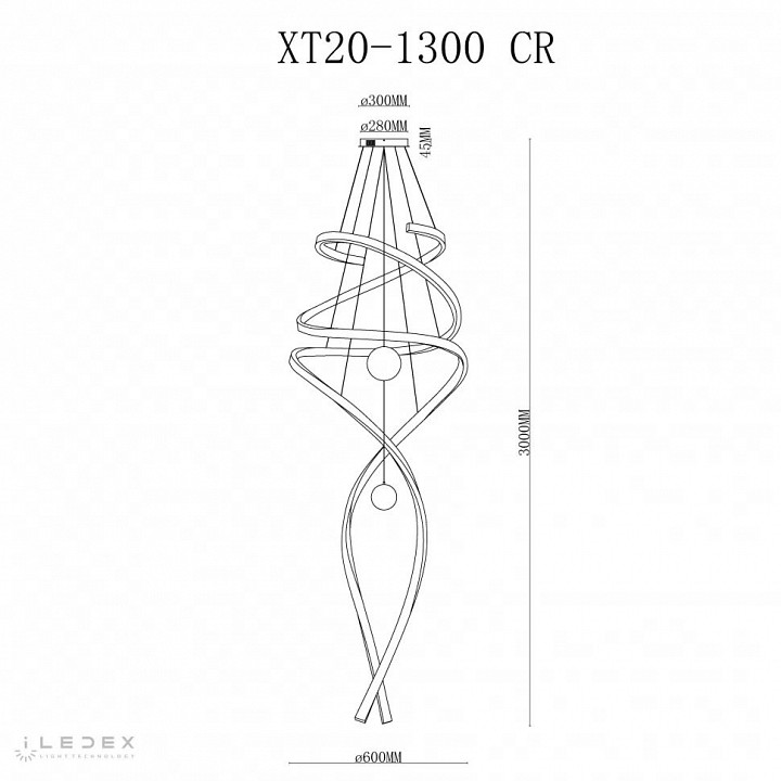 Подвесной светильник iledex axis xt20-1300 cr